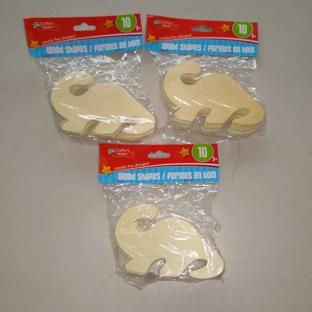 Crafter's Square Wooden Unpainted Die-Cut Dinosaurs  2.5